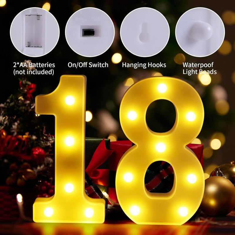 Funsky 18th Birthday Decorations for Girls and Boys,Happy 18th Birthday Decorations for Men Centerpieces Table,18 Light Up Numbers Sign Led for Party Backdrop Wall Decor for Wedding Anniversary Home - Image 3